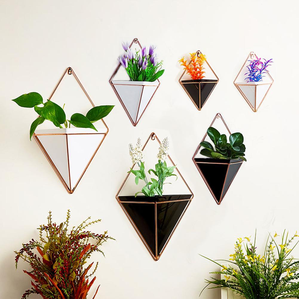 Acryl Blume Topf + Eisen Anlage Halfter einstellen Innen Hängen Pflanzer Geometrische Vase Zauberstab Dekor Container Sukkulenten Pflanzen Töpfe