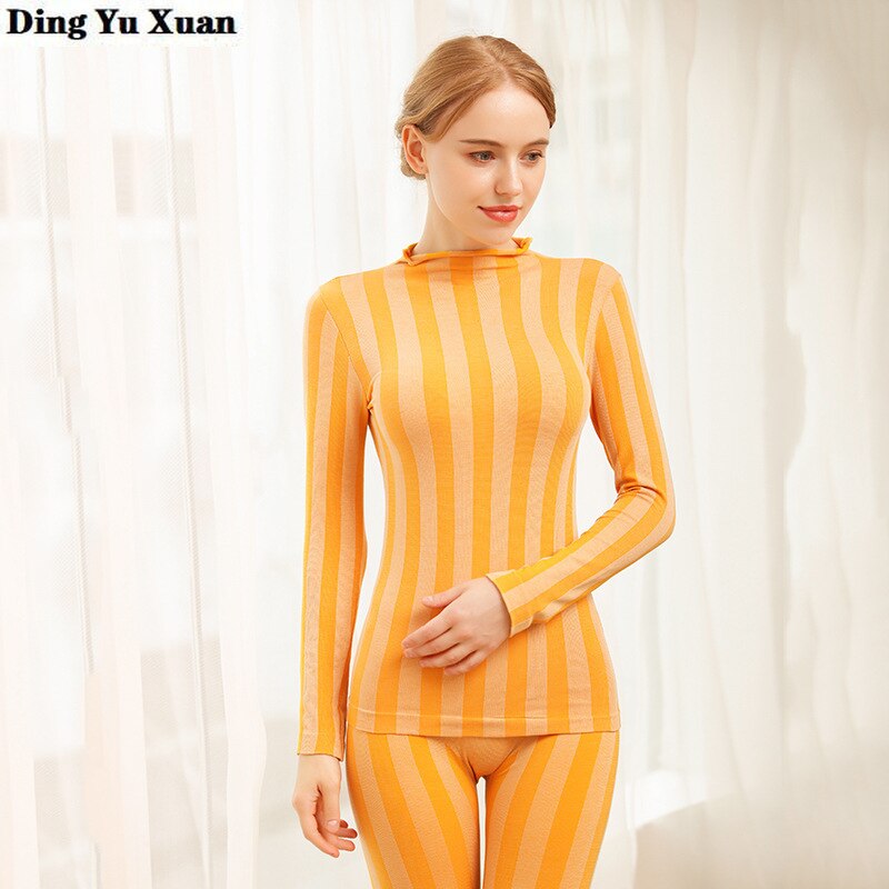 Frauen Thermische Unterwäsche einstellen Damen Gestreiften Lange Unterhosen für Frauen warm Halten Lange Unterhosen Nahtlose Inneren Verschleiß Körper anzug