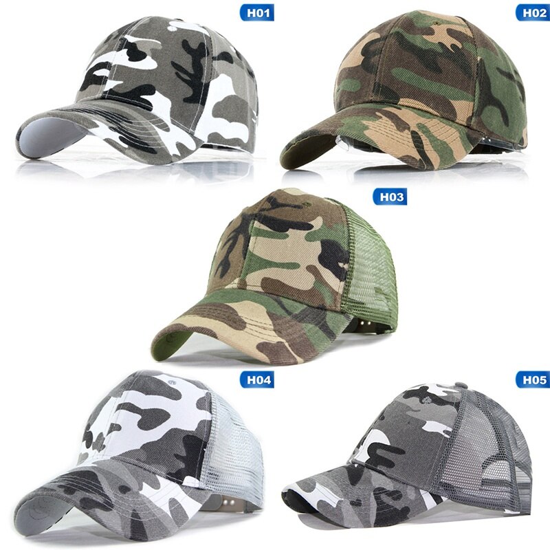 Neue Einstellbare unisex Armee Tarnung Camo Kappe Baseball Kappe Männer Frauen lässig Wüste Hütte Sonne Hütte