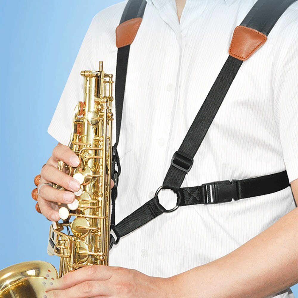 1pc Einstellbare Saxophon Gürtel Tenor Alt Saxophon Doppel Schulter Gurt Mit Metall Haken Weichen Sax Seil Saxophon Zubehör