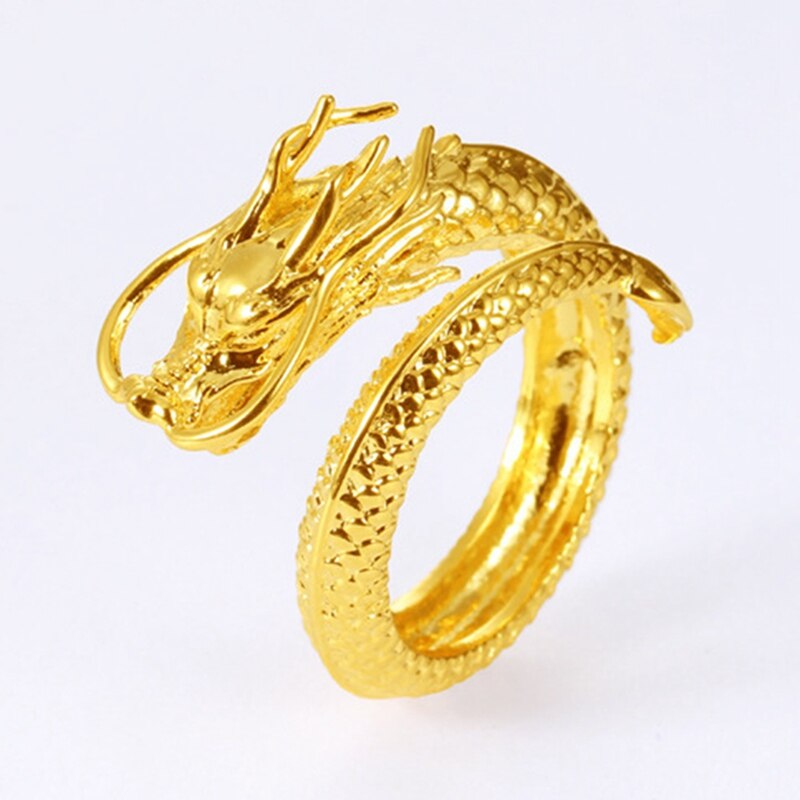 Gold Farbe Drachen Ring Männer Drachen Ring Frauen Öffnung Ringe Paar Einstellbare Hochzeit Engagement Ring Schmuck
