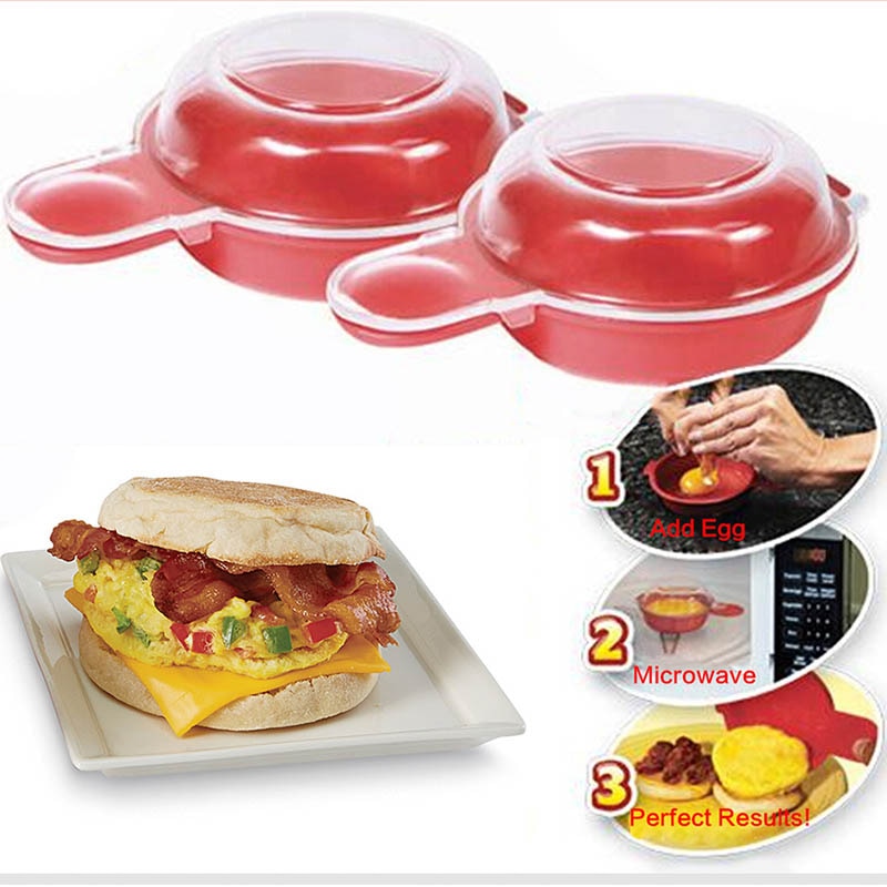 2 Teile/satz Einfach Kochen Werkzeug Mikrowelle Käse Ei Herde 1 Minute Schnelle Ei Hamburg Omelette Hersteller Küche Kochen Werkzeug