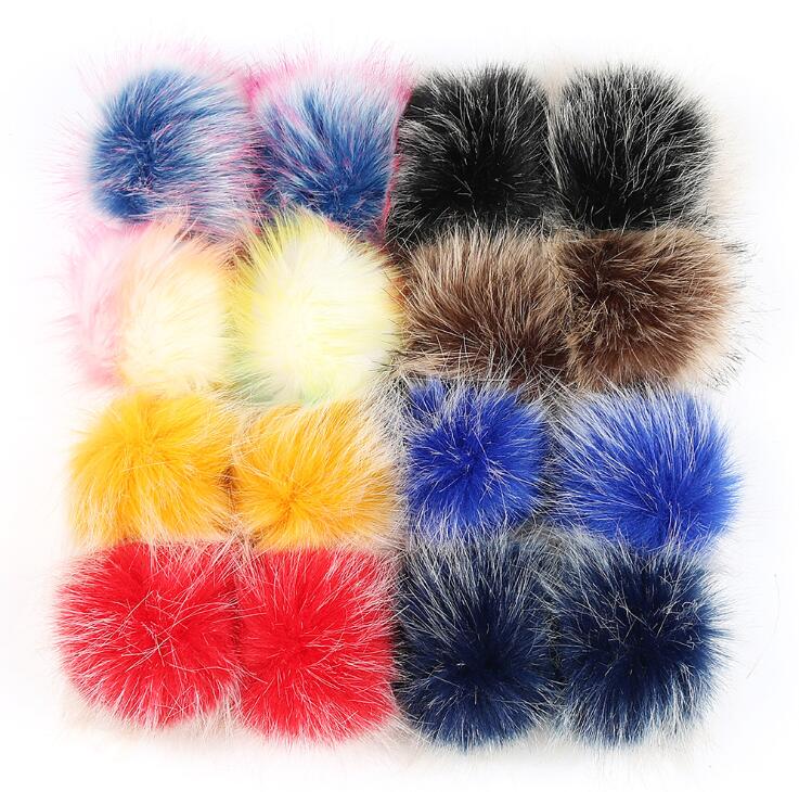 32 Teile/los Chromatische Faux Pelz 10cm/3,9 Zoll Flauschigen Pom Pom Ball mit Elastische Schleife KeyChain Zubehör