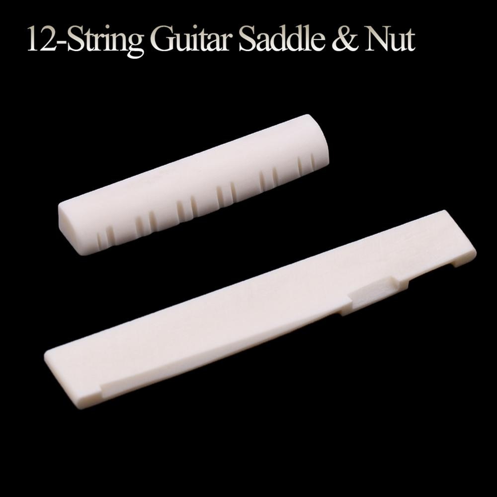 12 saiten Akustische Gitarre Knochen Brücke Sattel murmeln für Volk gitarre 49mm / 76mm Guitarra Ersatz Teile