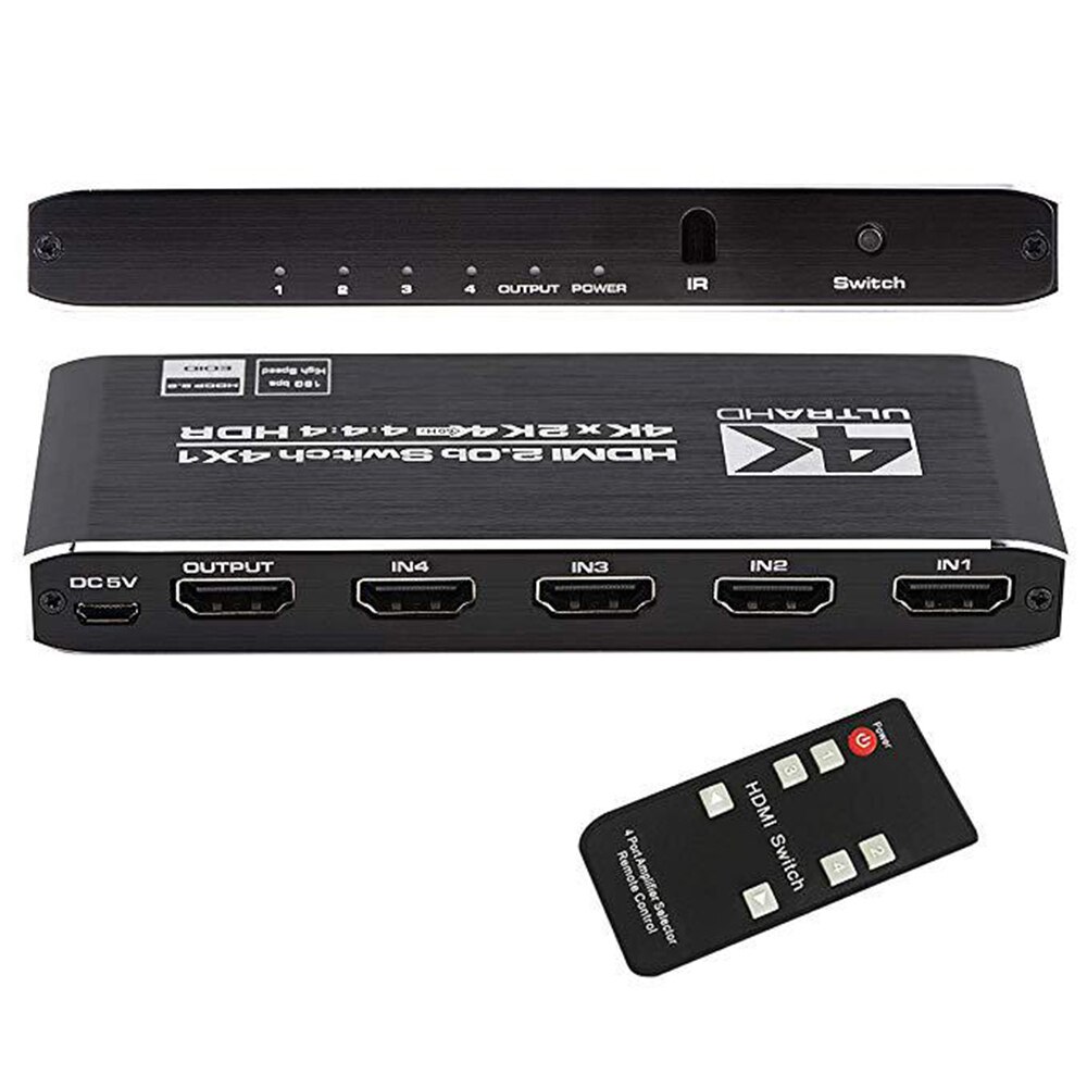 4K HDR HDMI Schalter 4 Häfen HDMI 2,0 Umschalter Wähler mit IR Fernbedienung für PS4 Apfel TV Feuer Stock