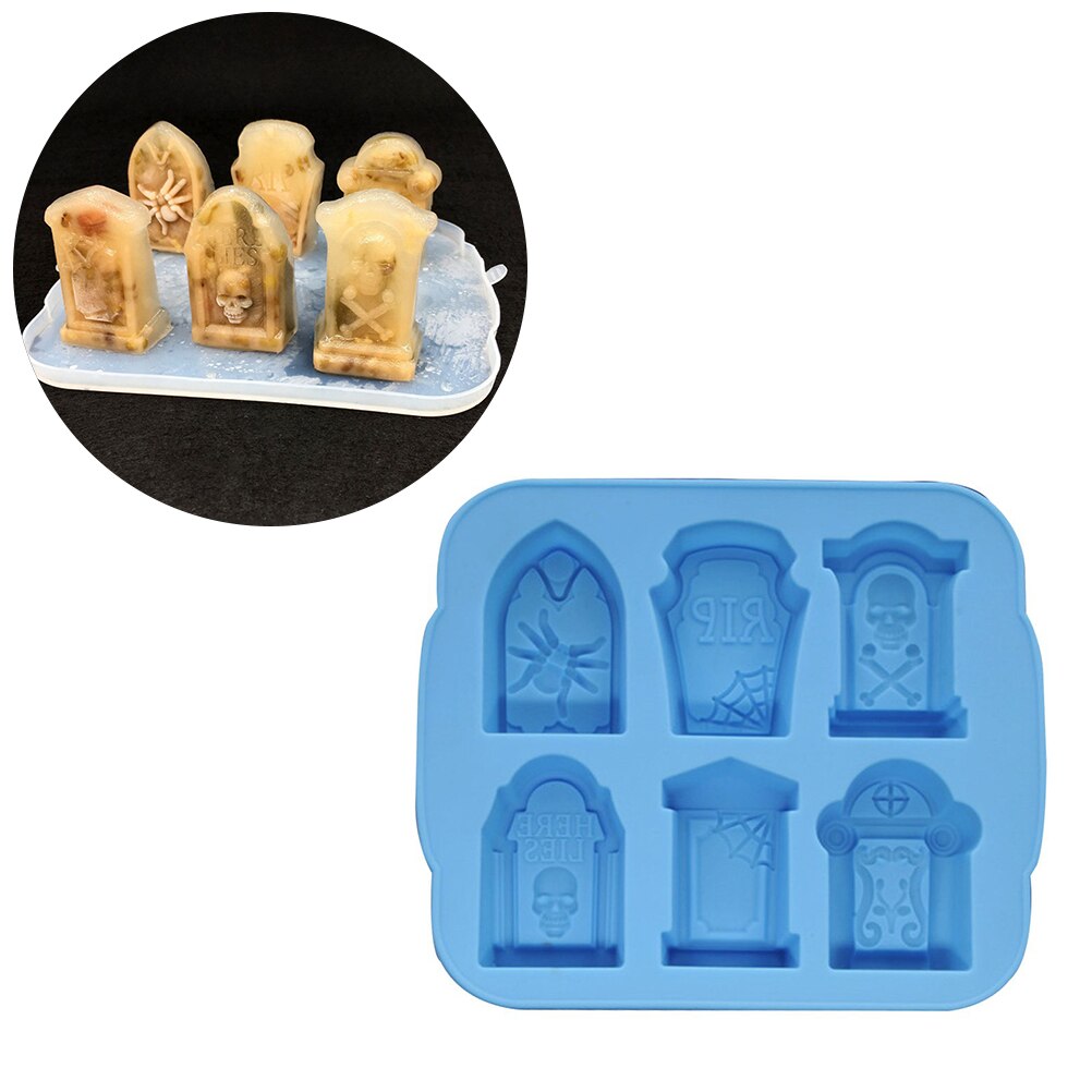 3D Silikon Grabstein Eis Würfel Schimmel Wein Eis Würfel Tablett Hersteller Eis Tablett Pro Kicthen Halloween backen Werkzeug