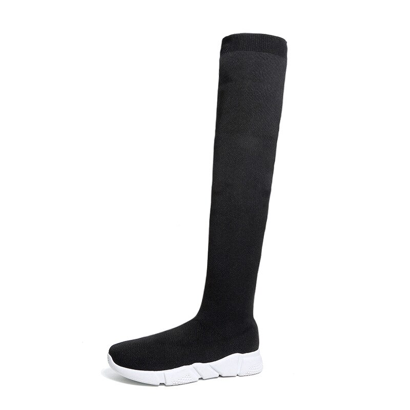 HKXN Neue Frühling Elastische Über Das Knie Stiefel Frauen Socken Schwarz Stiefel Lange Oberschenkel Hohe betroffen Stiefel Turnschuhe Y2