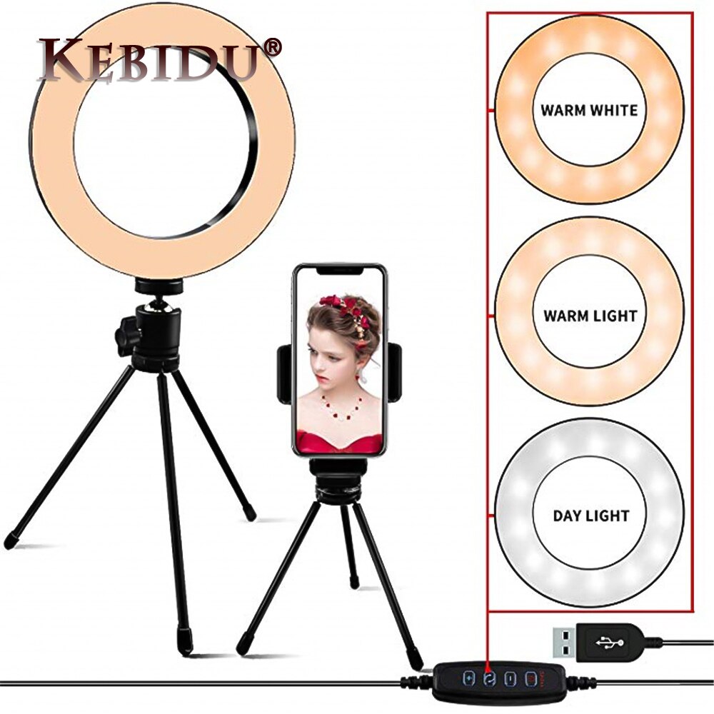 Kebidu LED Selfie Ring Licht Studio Fotografie Foto Füllen Ring Licht Mit Selfie Stativ Für Iphone Smartphone machen-hoch