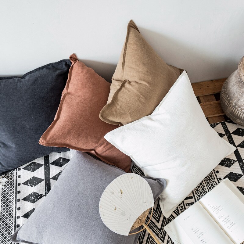 schlicht Kissen fallen nordisch Cafe Sitze Zurück Körper Kissen Abdeckung Baumwolle Leinen Kissen Hause Bett Dekorative Funda Almohada 45*45 cm