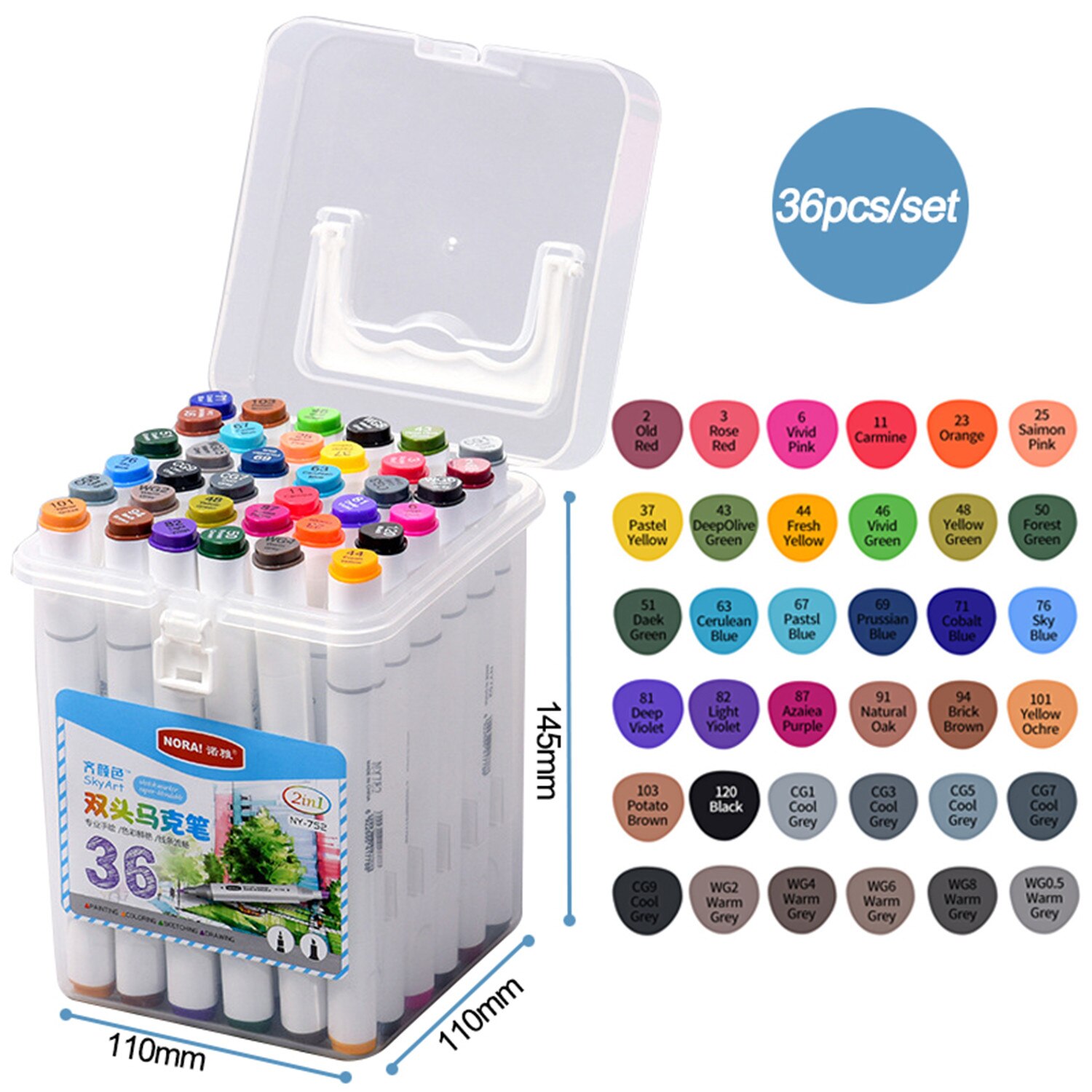 36 teile/satz Kunst Marker Kuli-einstellen Dual geleitet Künstler Skizze Fettige Alkohol Manga Marker Professionelle Kunst Liefert Für Zeichnung