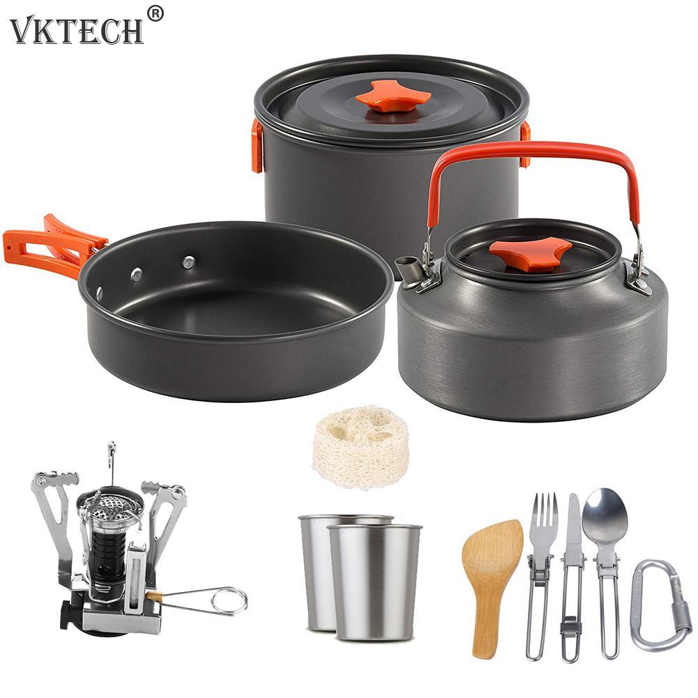 1 einstellen draussen Töpfe Pfannen Camping Kochgeschirr Picknick Kochen einstellen Nicht-Stock Geschirr mit Herde Aluminium Legierung Kochen Utensilien