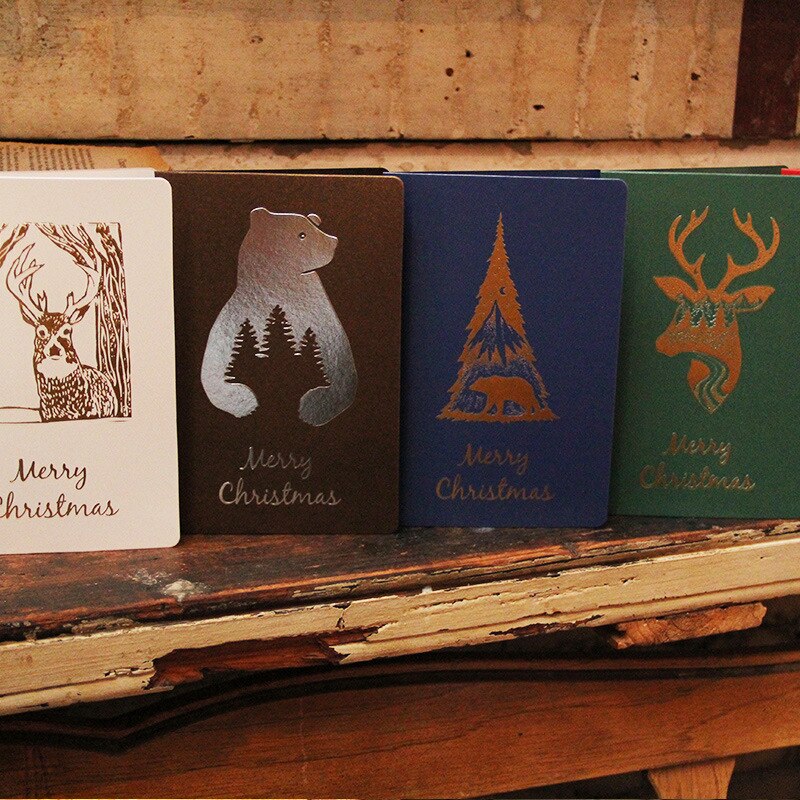 Weihnachten Hirsch Polar- Bär 3D Bronzing Gruß Karte Weihnachten Segen Wünschen Karte Geburtstag Party Karte