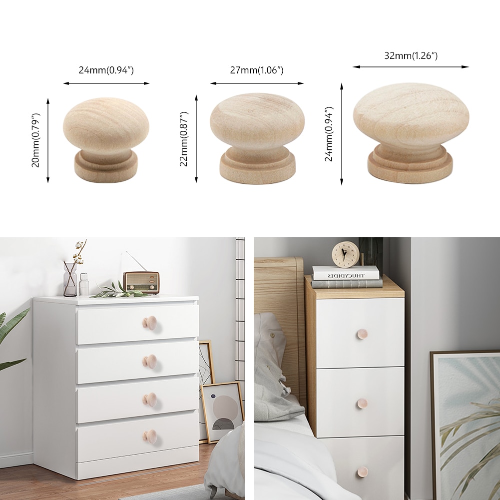 10 stücke 24/27/32mm Schrank Tür ziehen Möbel Kreis Hardware- Schublade Schrank Knöpfe Küche Griff Schrank schublade Natürliche Holz