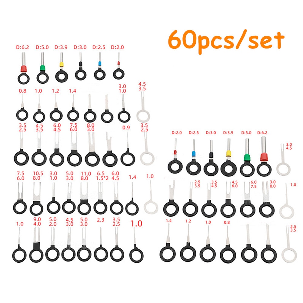 60Stck Auto Terminal Entfernung Bausatz Verdrahtung crimpen Stecker Stift Auszieher Abzieher Draht Terminal Entfernung Werkzeug Reparatur Werkzeug