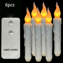 6Stck 16,51 cm * 2cm Lange Kerzen Flammenlose LED verjüngen Kerzen Lichter Lange Bar Fernbedienung Batterie Betrieben