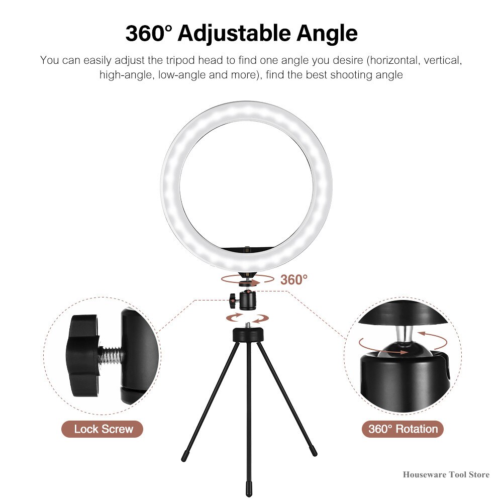 6''18 '10” dimmbare Füllen Licht Ring Selfie Studio Kamera Video Live LED Ring Lampe mit Tisch Stativ