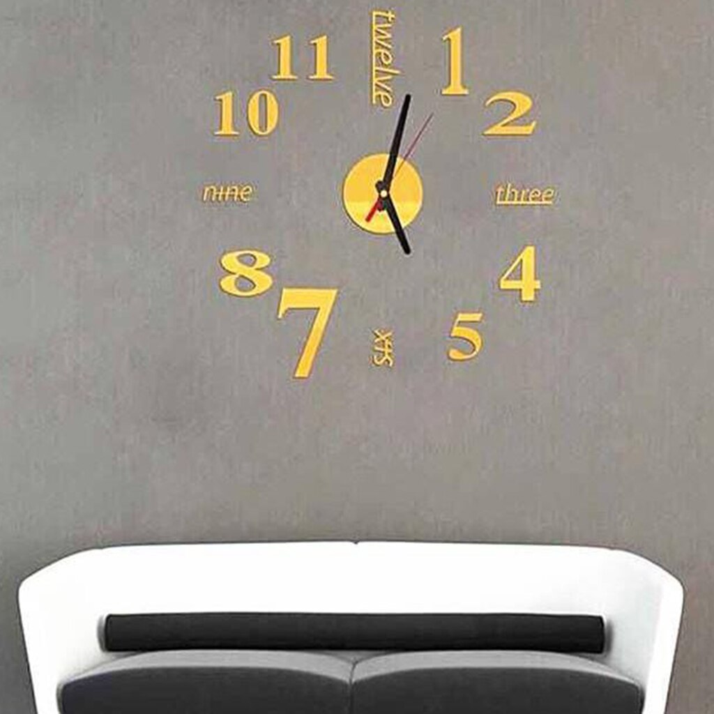 3D DIY Aufkleber Wanduhr Spiegel Wirkung Rahmenlose Große DIY Wanduhr stumm Zauberstab Aufkleber Romovable Spiegel Aufkleber Zahlen