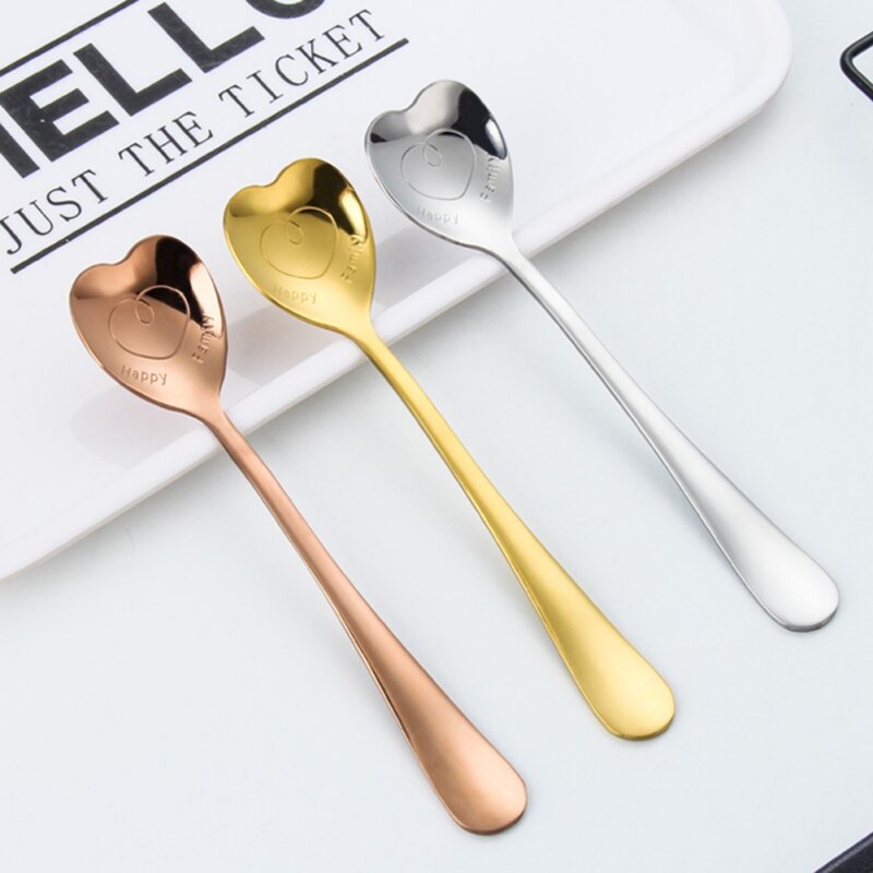 Herz bilden Rühren Kaffee Löffel Edelstahl Kleine Kaffee Löffel Gold Geschirr Besteck Einzigartige Gold Kleine Nachtisch Löffel