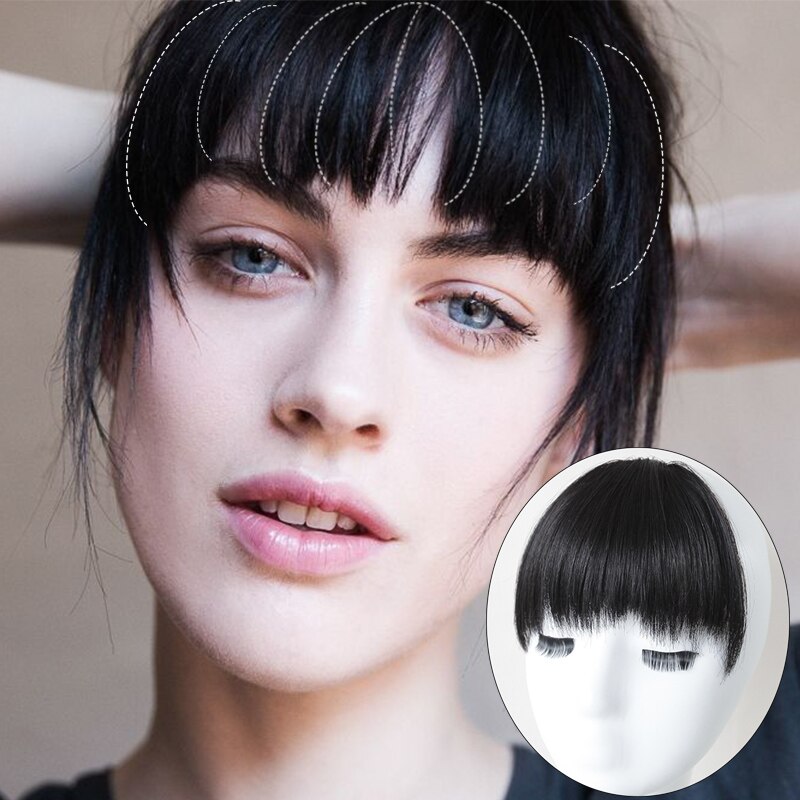 DIANQI Synthetische perücke hohe temperatur beständig faser luft Pony reine Pony haar verlängerung natürliche schwarz