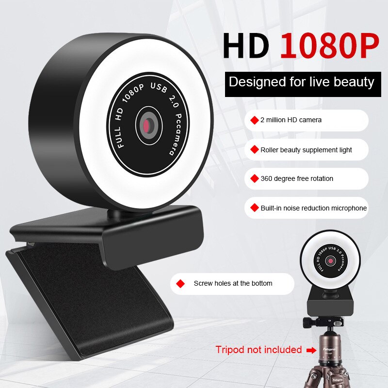 2K/1080P HD Webcam Mit Mikrofon LED Netz Kamera Für Computer PC Video Aufnahme Webcams Auto-fokus Einstellbar Basis Nocken USB