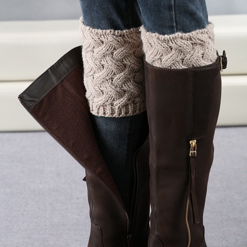 Beinlinge Weihnachten Frauen Kurze Dicke Acryl Strick Stiefel Manschetten Weihnachten Socken Abdeckung Winter Warme Knittes Schuh Zubehör