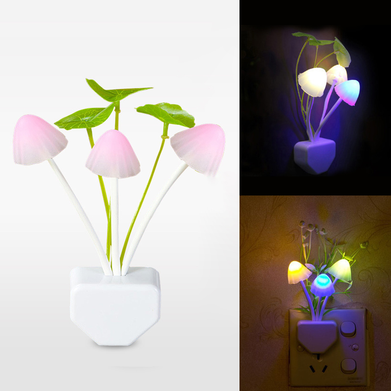 SchöNe Bunte LED Nacht Licht Mini Lampe Licht Sensor Kontrolle Pilz Nacht Beleuchtung Haushalt Kunst Dekor Beleuchtung EU Stecker