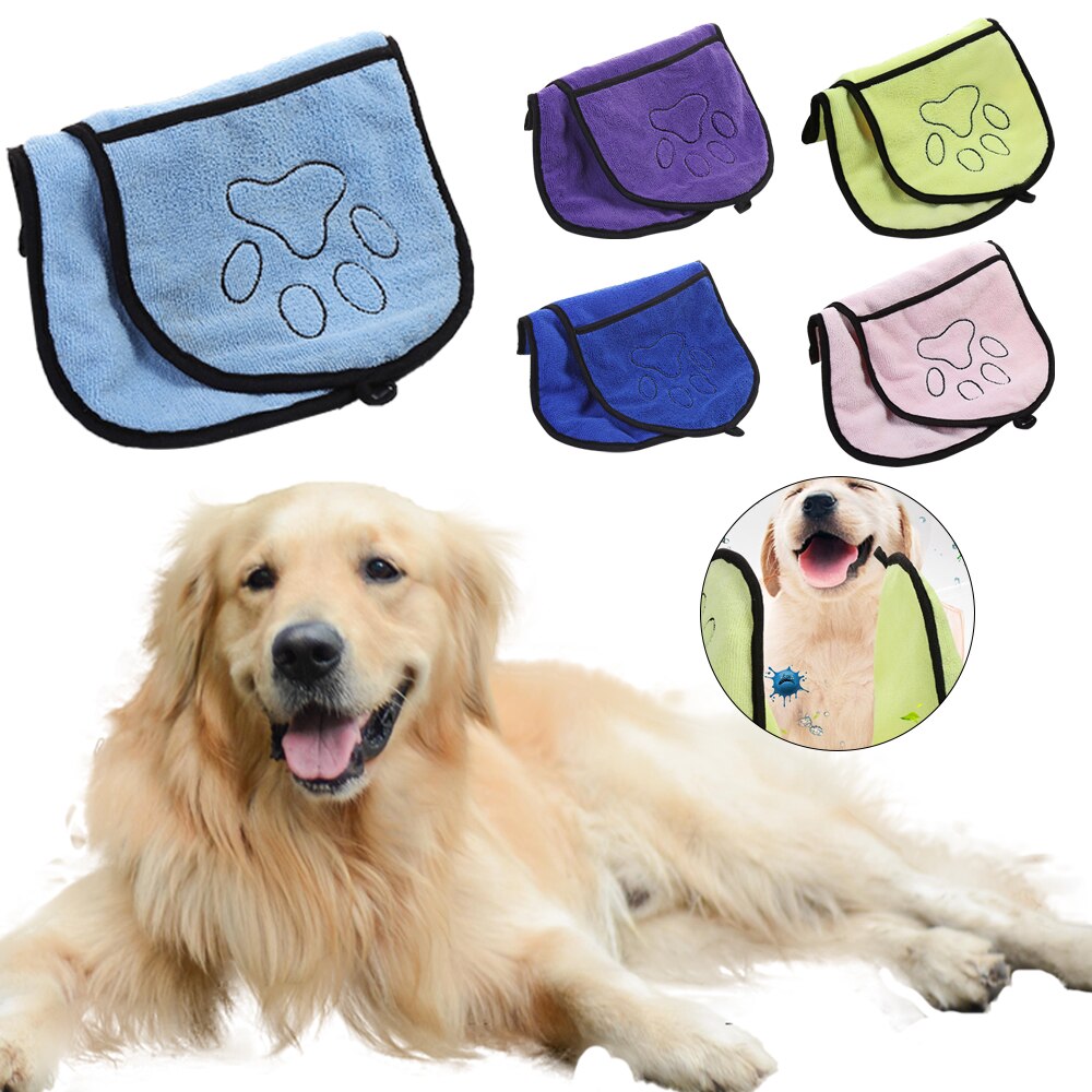 Haustier Hund Schlecht Handtuch Mikrofaser Ultra-Saugfähigen Katze Hunde Trocknen Handtuch Decke Mit Tasche Für Große Hunde Bademantel Hund Schlecht Handtuch