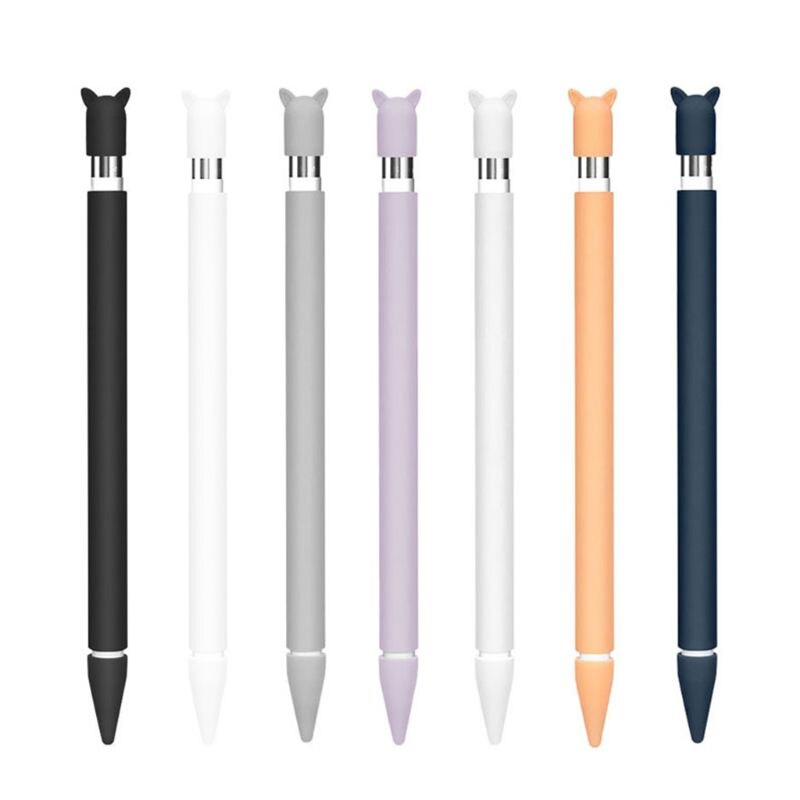 Nette Katze Ohr Anti-blättern Silikon Schutzhülle Beutel Kappe Halfter Feder Abdeckung schutzhülle Haut Für Apfel Bleistift für iPad Bleistift 1s