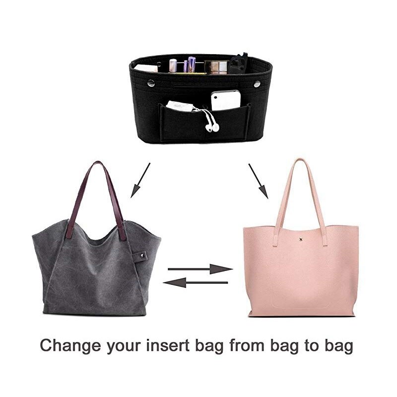 Rosa Frauen Filz Tuch Innere Tasche Passt in EinfüGen Handtasche Multi-Taschen Kosmetik Taschen Lagerung Persönlichen Gegenstände Organizer