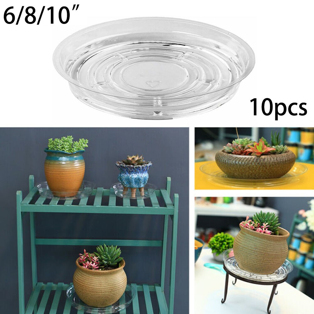 10 stücke 6/8/10'' Blume Topf matt Garten Anlage Untertasse Tropfen Tablett Runde Topf Basis Klar Snack Behälter Haustier transparent Innen pflanzen