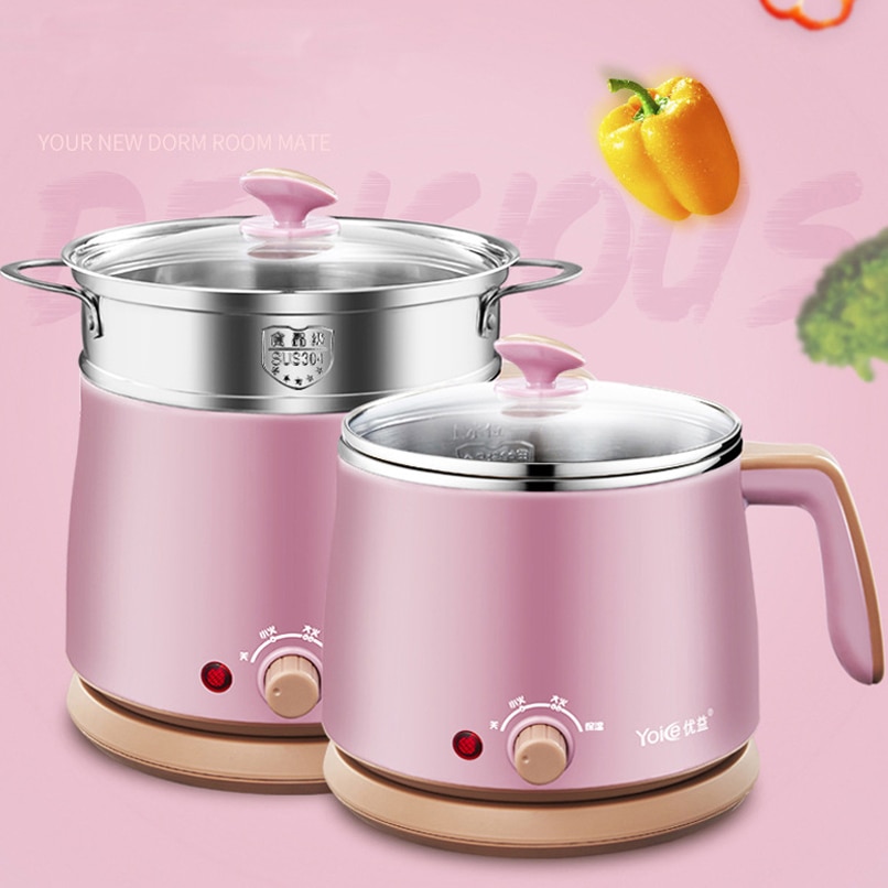220V Multifunktions Elektrische Kochen Schlafsaal Topf Heißen Topf Nudeln Reiskocher Lebensmittel Dampfer Haushalt Kochen Maschine 1.5L