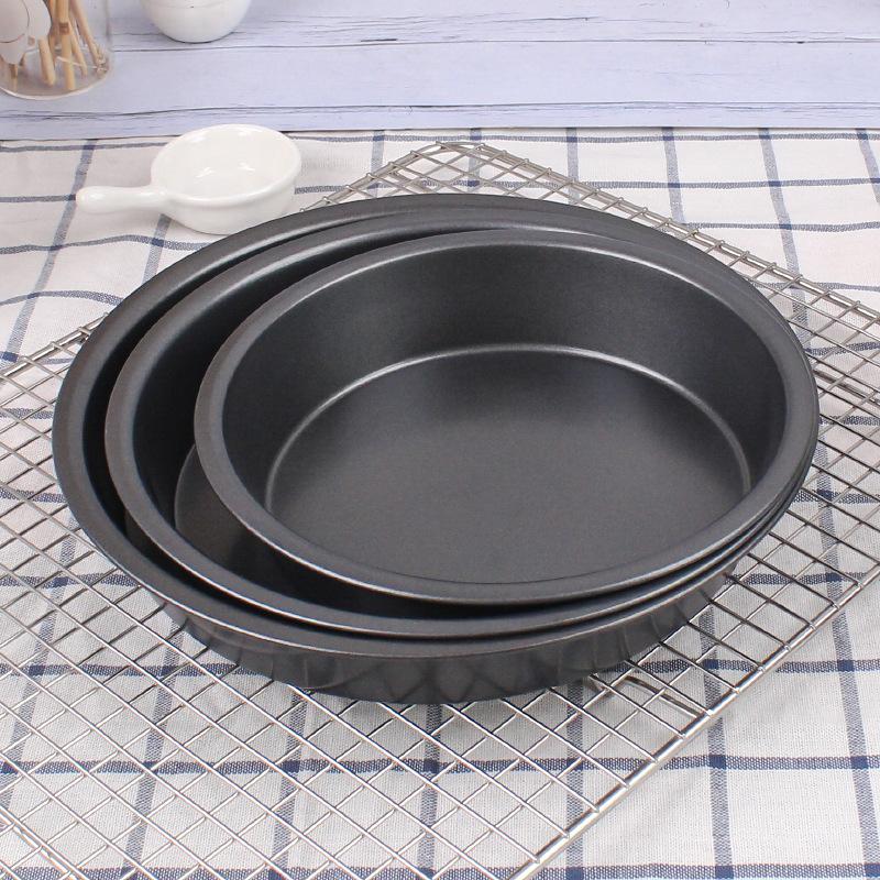 6/7/8/9Zoll Runde Pizza Formen Rund Pizza Pfanne C-stahl nicht Stock Backen Runde Kuchen Kuchen Pfanne Backen Liefert Backformen Werkzeuge