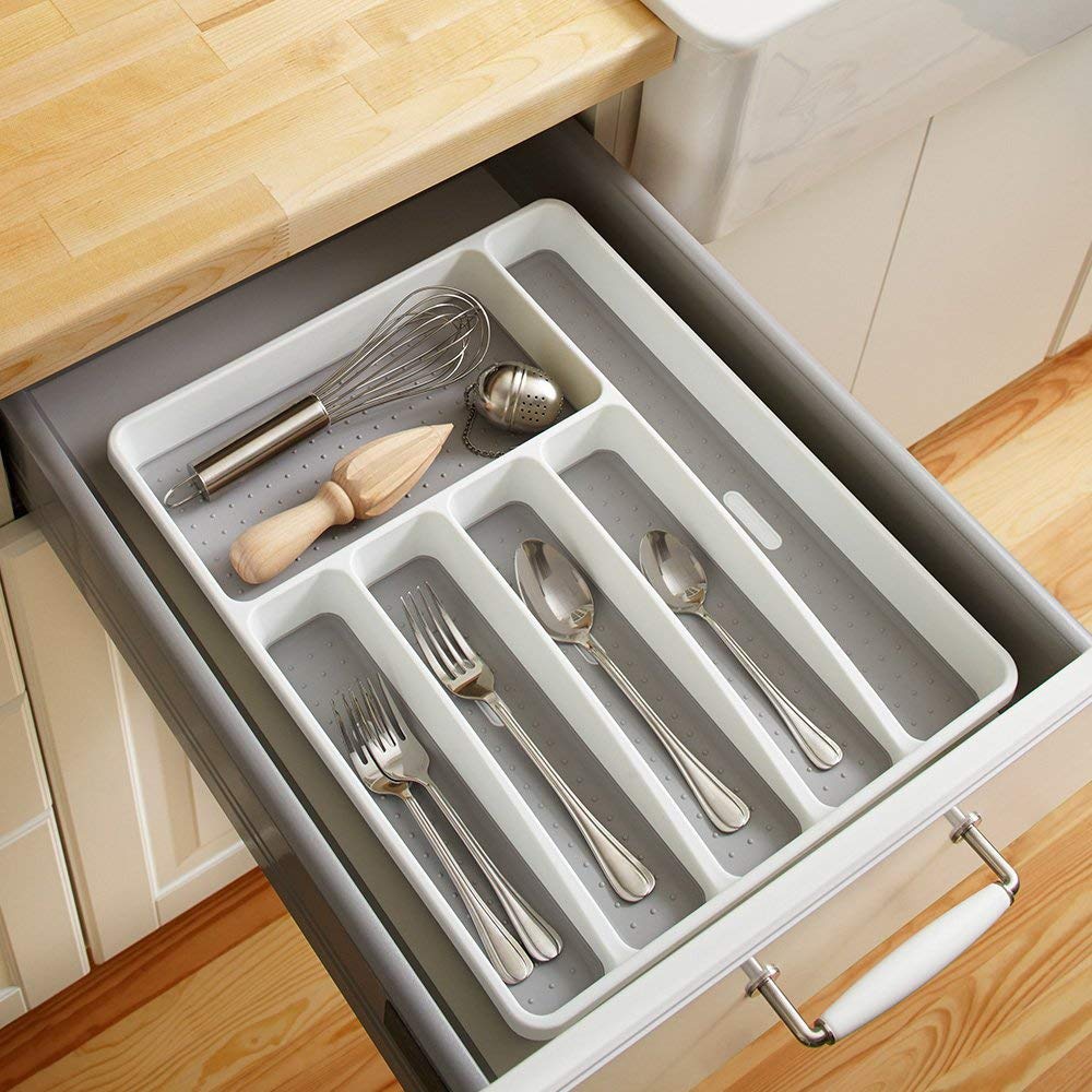 Küche Besteck Tablett Schublade Organizer Besteck Utensil Lagerung Besteck Tablett 5/6 Abschnitte Teiler Küche Schublade Veranstalter