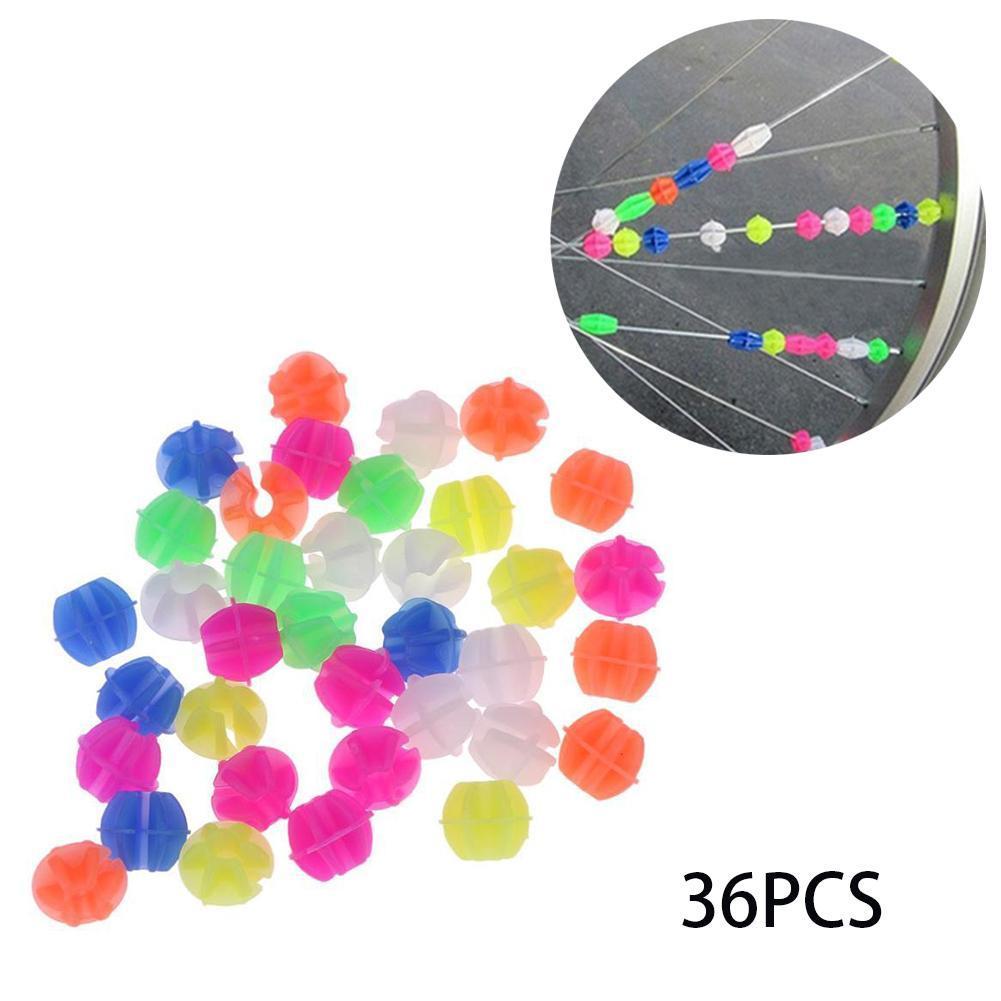 36 Teile/satz Kunststoff Clip Speichen Korn Perlen Draht Leucht Fahrrad Sprach Fahrrad Dekorationen Perlen Runde Rad speichen Perlen