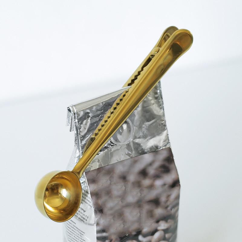 Multifunktions Zwei-in-eins-Küche Liefert Kaffee Scoop Mit Clip Edelstahl Tee Kaffee Messbecher Kaffee Scoop löffel