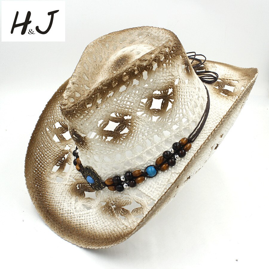 100% handarbeit sommer frauen männer hohl Western Cowboy Hütte für Gentleman Westen wort Cowgirl Jazz Sombrero Sonne Deckel