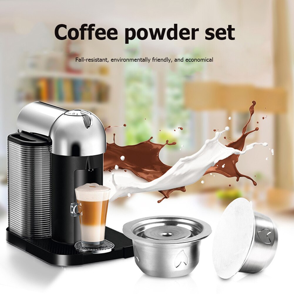 Solide Kaffee Verdichter einstellen Kaffee Wiederverwendbare Kapsel Schote Tasse Folie Manipulationen einstellen mit Löffel Pinsel Küche Cafe Bar Gerät