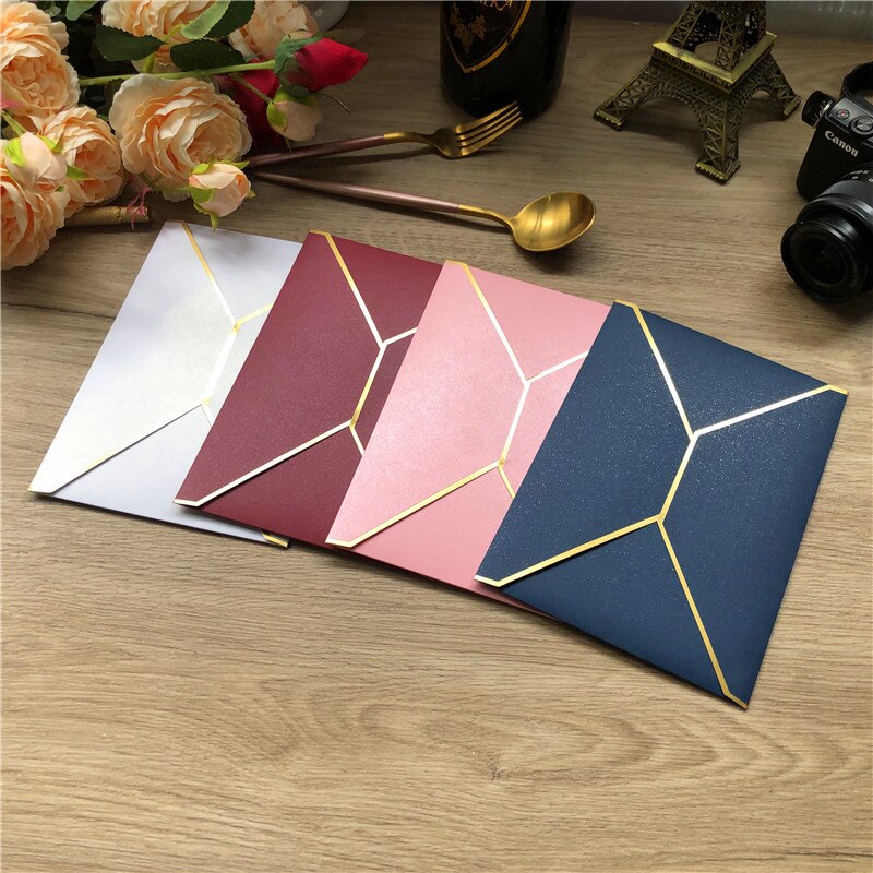250g A7 50pc Gold Folie Perle Papier Umschlag Für Einladungen Burgund Blau Weiß Rosa Hochzeit Karte Tasche Gruß karte Postkarte