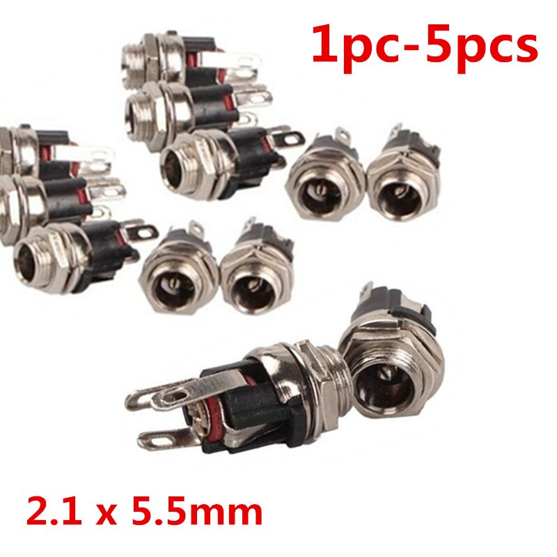 1pc / 5 stücke Praktische DC Energie Versorgung Metall Jack Buchse DC Energie Buchse Tafel Moun Steckdose Zubehör 5,5mm * 2,1mm
