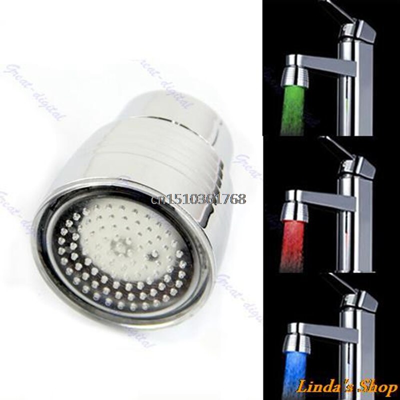 Neue Temperatur Sensor 3 Farbe Küche Wasserhahn Wasserhahn RGB glühen Dusche LED Licht # Y05 # # C05 #