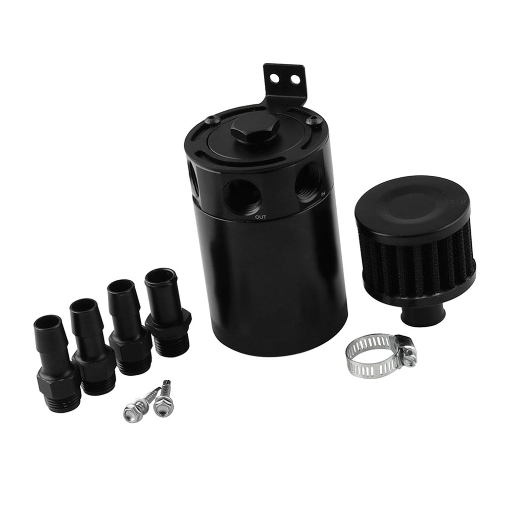 Uiversal Verblüfft Motor-öl Fangen Können Reservoir Panzer Aluminium Legierung Mit 3 Häfen Entlüftungsfilter Motor- Öl Separator Fangen Kann