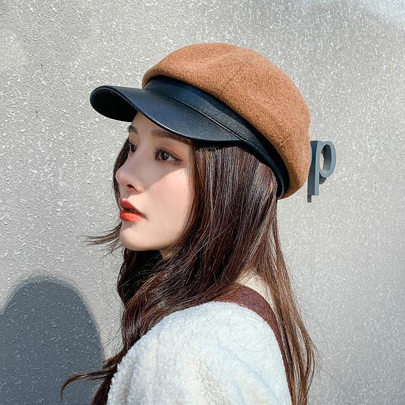 COKK Achteckigen Hütte frauen Winter Herbst Leder Krempe Baskenmütze Frauen retro Britischen Maler Kappe Hüte Für frauen Kappe gorros Neue