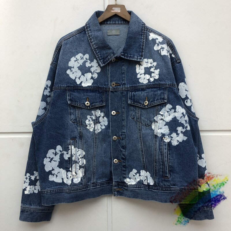 2020ss Blume Druck Dünne Denim Jacke Männer Frauen Hohe Streetwear Cowboy herren Jean Jacke