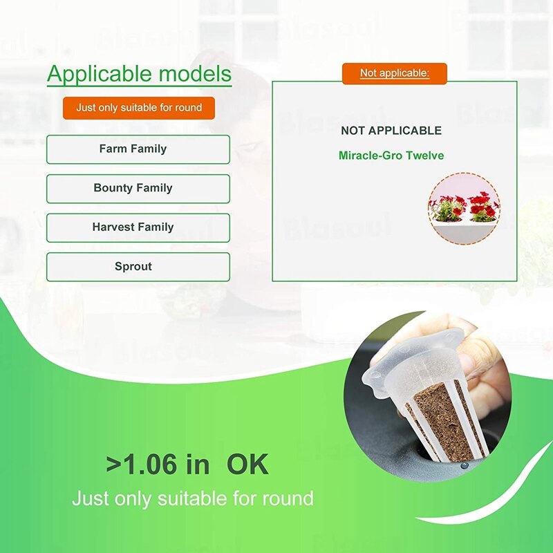 50 anlage Körbe, Schote-Förmigen Kunststoff Schlitz Netz Anlage Tassen, Geeignet für AeroGarden, Hydrokultur, pflanzung Systeme