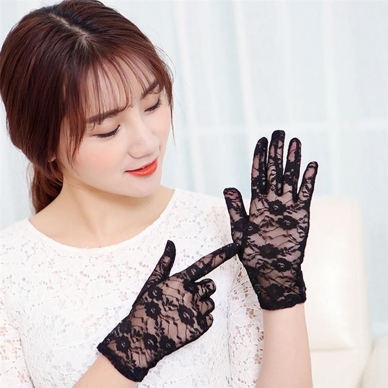 Sommer Kurze Spitze Handschuhe UV Schutz Volle Finger Handschuhe Ich bin Freien Fahren Handschuhe Schwarz Hochzeit Handschuhe für Hochzeit Zubehör