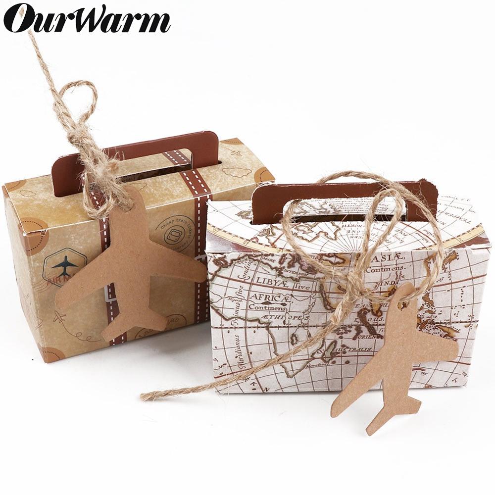 OurWarm 10 stücke Kraft Papier Süßigkeiten Kasten Mini Koffer Taschen Gastgeschenke Für sterben Gäste Hochzeit Baby Dusche Geburtstag Deko