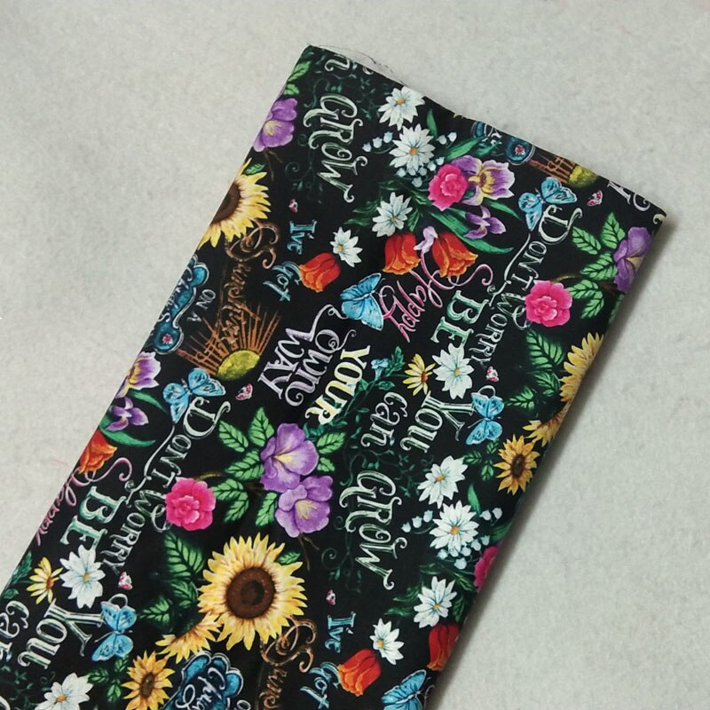 Klassische Schwarz Bunte Blumen knapp Schmetterling Gedruckt Baumwolle Stoff 50x105cm Blumen- Stoff Patchwork Tuch Tasche Partei Hause Deko