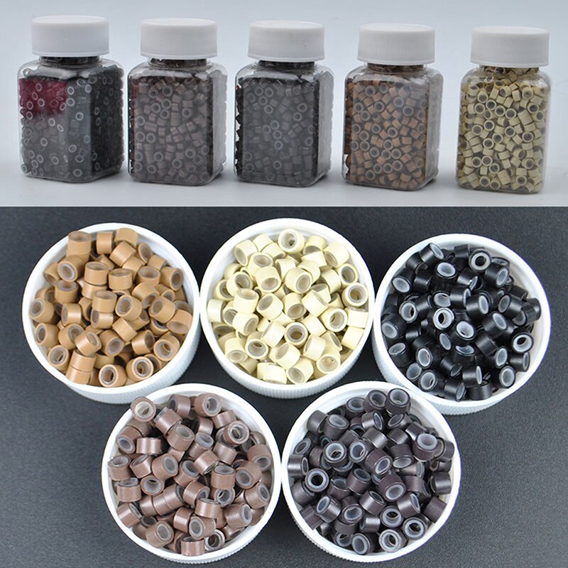 Mikro Ringe 4MM 1000Stck Mikro crimpen Perlen Mikro Korn Haar Silikon Ring/Verknüpfungen/Perlen Für Haar Erweiterungen 5 Farben