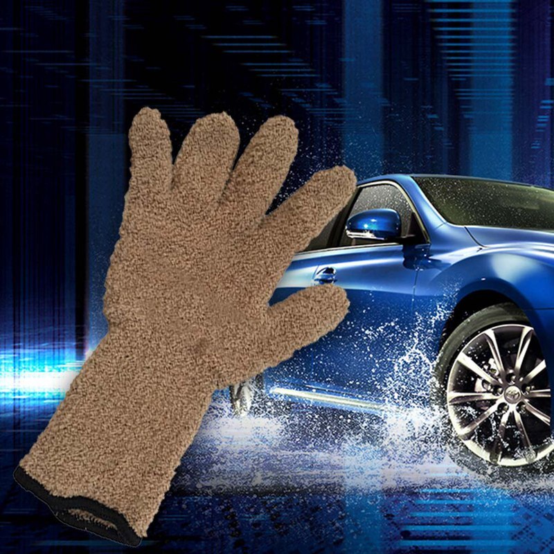 1PC Korallen Samt Gestrickte Handschuhe Super Weiche Mikrofaser Auto Detaillierung Staub Entfernung Handschuhe Auto Waschen Reinigung Handschuhe