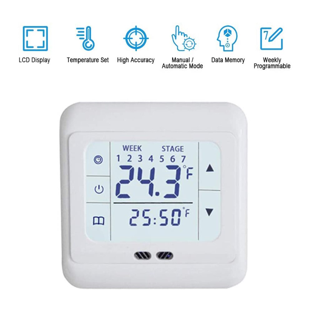Weiß Digitale Boden Thermostat Touchscreen AC 220V Boden Heizung Raum Thermostat für Heimat Heizung System Temperatur Regler
